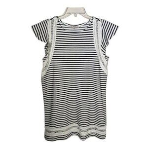 Rachel Roy Women’s Striped Shift Dress Medium Lace Trim Casual